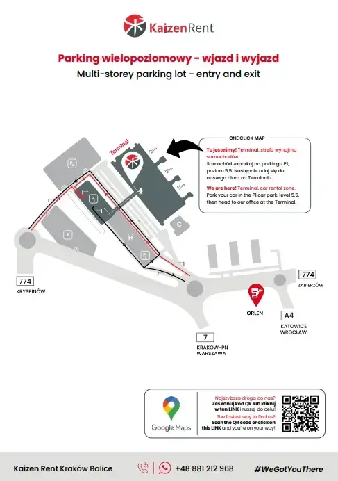 Lotnisko Kraków-Balice – wjazd oraz wyjazd z parkingu