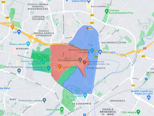Mapa Strefy Płatnego Parkowania w Lublinie
