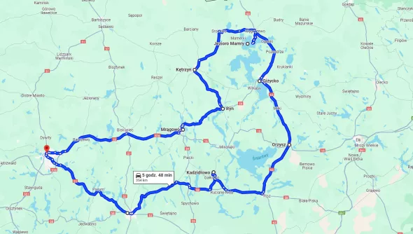 Route proposal from Kaizen Rent for a trip around the fantastic Masurian Lakes