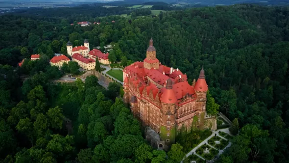 Aerial view of the Książ Castle in Wałbrzych