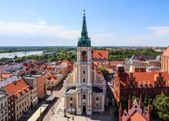Bird's-eye view of Toruń's medieval Old Town