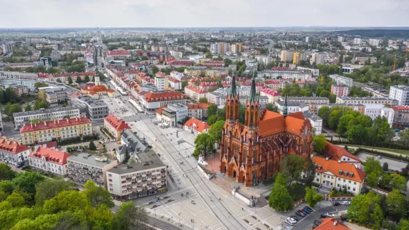 Cathedral basilica assumption blessed virgin mary Bialystok aerial view 