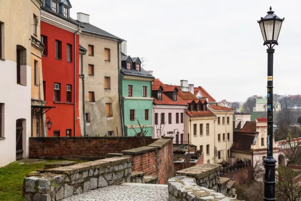Colorful houses beautiful old city Lublin
