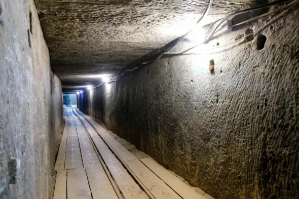 Underground stone chamber in the Wieliczka Salt Mine near Kraków, a popular day trip destination