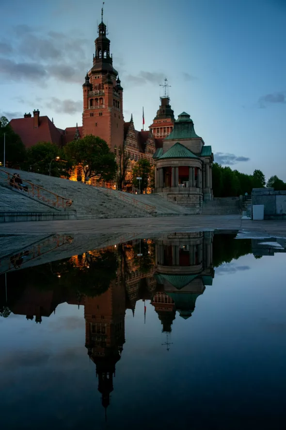 Evening Szczecin spring Poland sunset 