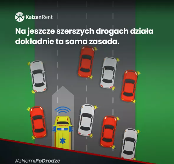 korytarz życia na drogach o większej ilości pasów