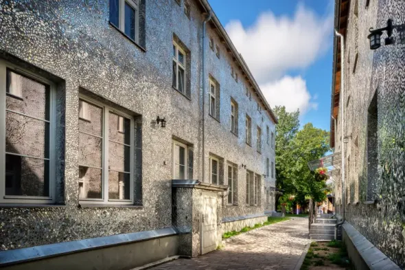 Passage of Roses in Łódź, Poland, featuring its distinctive mirrored mosaic artwork