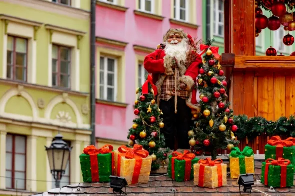  santa claus toy christmas market wroclaw poland