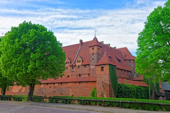 Side view of the walls of Malbork Castle