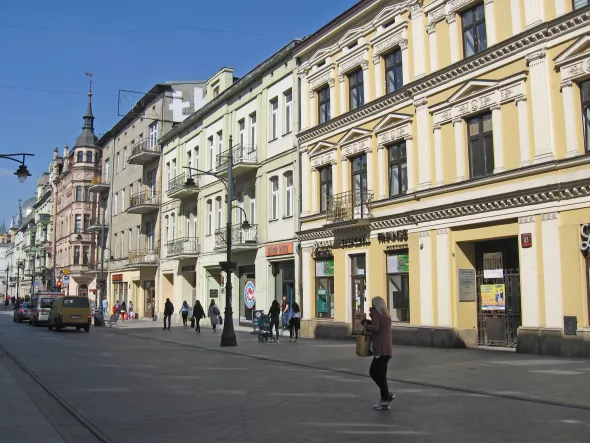  view street pavement Lodz urban architecture