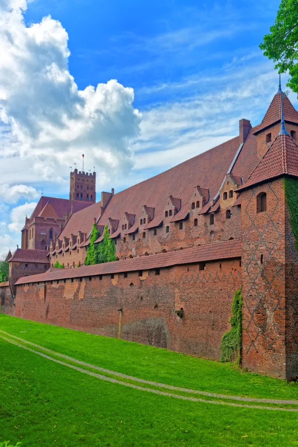 View of the defensive walls of the castle in Malbork