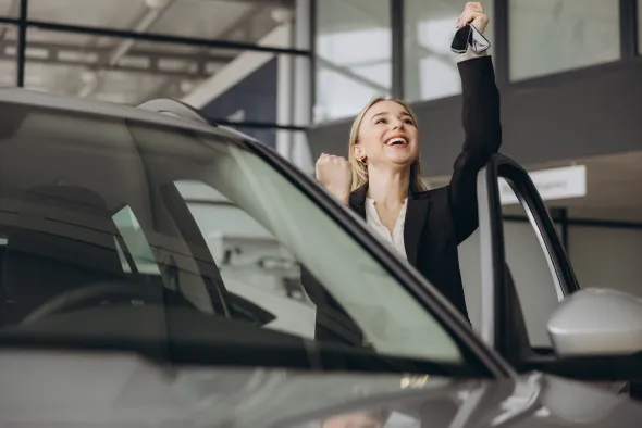 Satisfied customer after renting a car