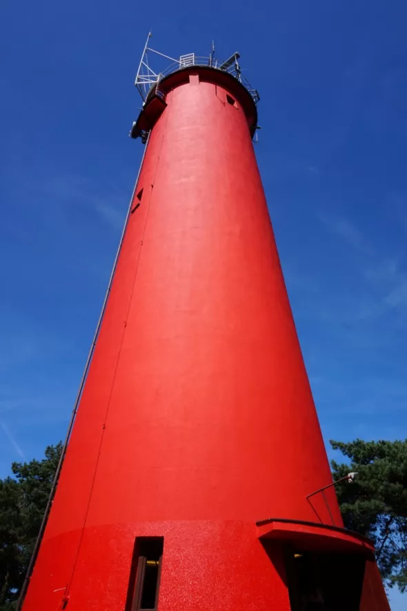 A beautiful red lighthouse on the Vistula Spit