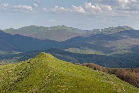 view from the hiking trail in the Bieszczady Mountains