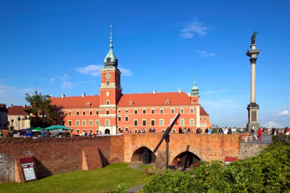 A view of the Royal Castle in Warsaw on a sunny summer day