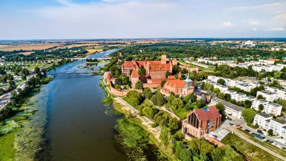 aerial view of Malbork Castle in Poland