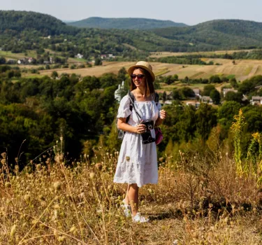 A woman traveling around Poland in the summer