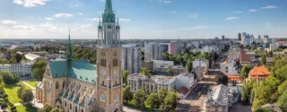 Panoramic view of Łódź, one of Poland’s most surprising cities, showcasing its urban skyline