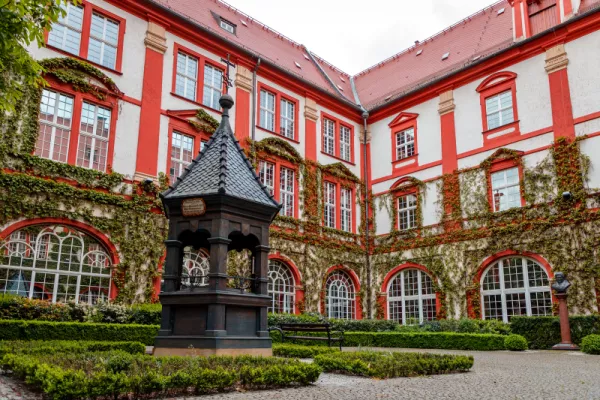 The Ossoline National Institute in Wroclaw. View of the beautiful courtyard