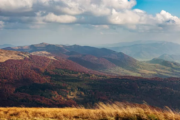 Autumn view of the Polish mountains