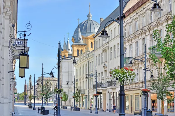 Piotrowska Street - the representative street of Lodz. One of the longest shopping avenues in Europe