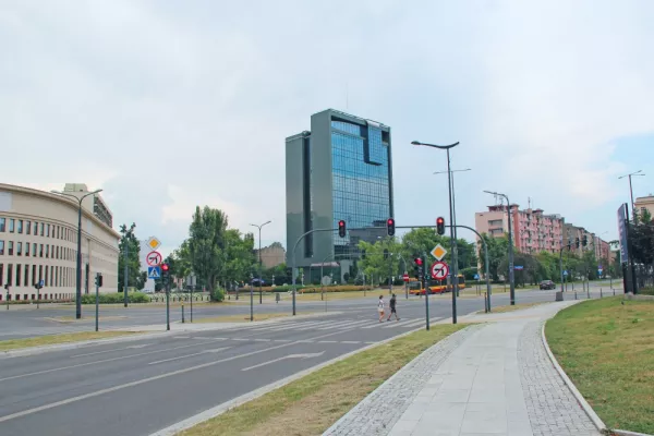 Modern architecture Lodz city scape urban panorama