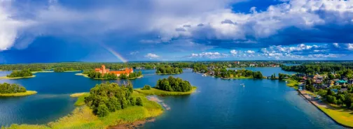 Aerial view of a Masurian lake