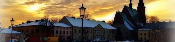 Olkusz - widok na miasto o zachodzie słońca