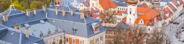 Widok z lotu ptaka na zamek w Pszczynie